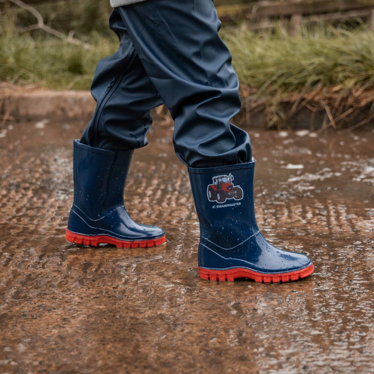 thumbnail image 2 of Stormwells Boys Tractor Wellies – Waterproof Rain & Snow Boots – Blue Navy 2 of 5